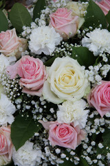 Bridal flower arrangement in pink and white