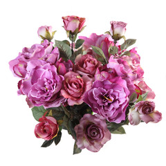 bouquet of artificial roses on a white background