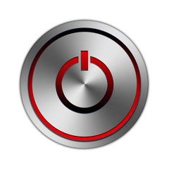 Power Symbol Button metallic silber mit rot