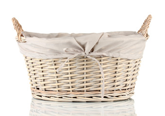 Obraz premium Empty wicker basket isolated on white