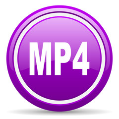 mp4 violet glossy icon on white background