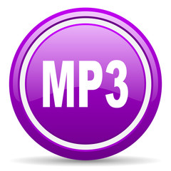mp3 violet glossy icon on white background