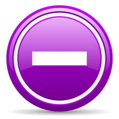 minus violet glossy icon on white background