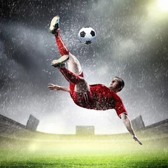 Kussenhoes voetballer die de bal slaat © Sergey Nivens
