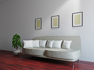 Livingroom with sofa and a plant