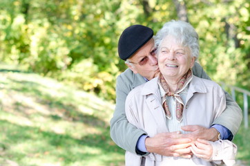 Beautiful senior couple in the park