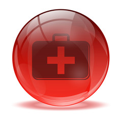 3D glass sphere and medkit icon © Baser