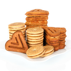 Plate of cookies isolated on white