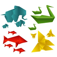 Papier Peint photo Animaux géométriques Ensemble d& 39 origami animaux