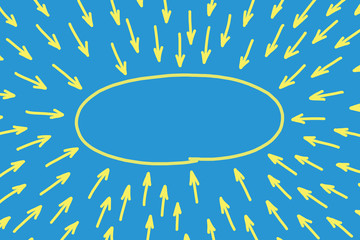 Blank Yellow Oval Shape On Blue