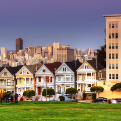 Alamo Square at twilight