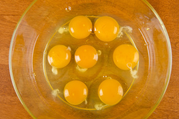 Egg Yolks and Egg Whites in a Glass Container