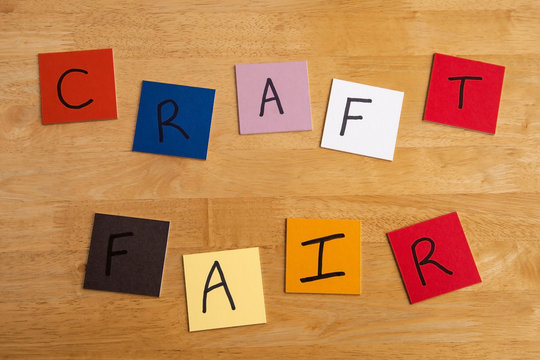 'Craft Fair' in words on color tiles for arts and craft.