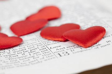 Fototapeta premium Bible and hearts