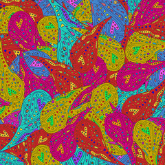 Fototapeta premium Seamless abstract hand-drawn pattern, floral indian background