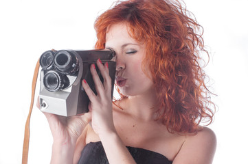 beautiful female with camera