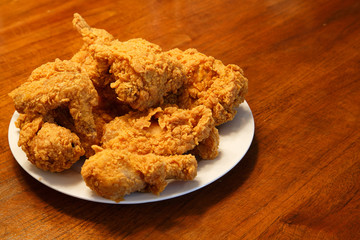 Fried Chicken on White Plate Horizontal