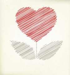 Growing heart on vintage paper