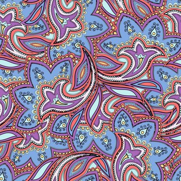 Seamless colorful paisley pattern