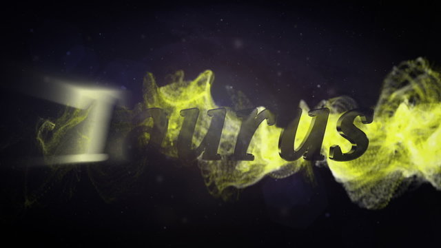 Taurus Zodiac Text and Sign in Particle - HD1080