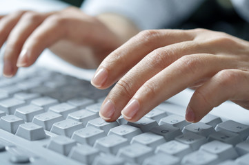 typing female hands