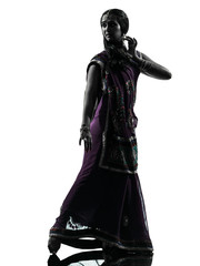 Naklejka premium indian woman dancer dancing silhouette