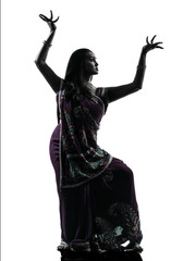 indian woman dancer dancing  silhouette