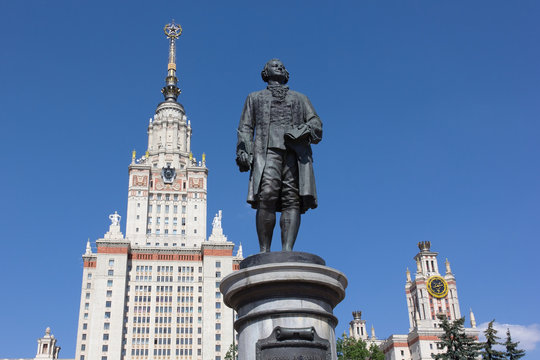The Statue of Lomonosov in front of Moscow State University