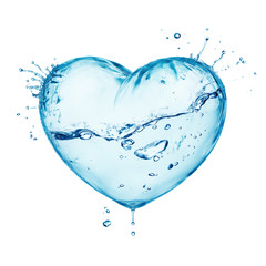 Plakat Serce z wody powitalny z fali, wewnątrz na białym