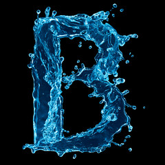 One letter of water alphabet on black background