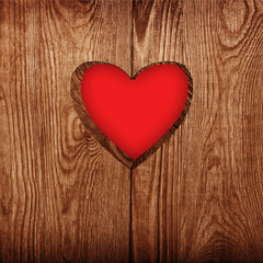 Wooden door close-up, heart shape