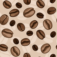 Coffee beans seamless background. Vector illustration.