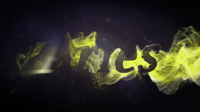Aries Zodiac Text and Sign in Particle - HD1080