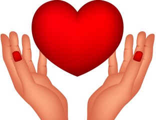 red heart and hands