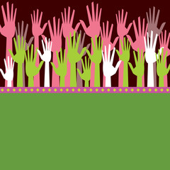 colorful hands for help or democracy
