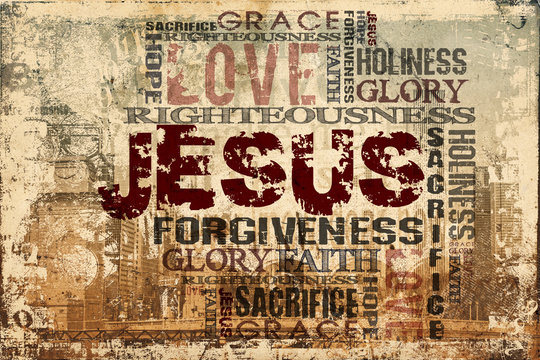 Religious Words on Grunge Background