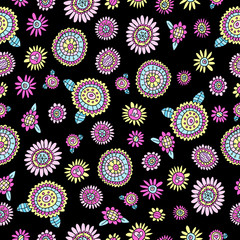 Flower Doodle Seamless Pattern Vector