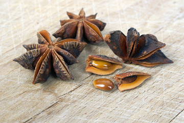 anise on wooden  table