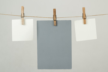 Memory note papers hanging on cord