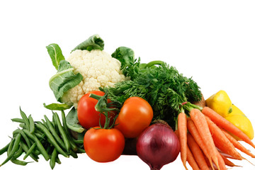 Fresh vegetables isolated on white background