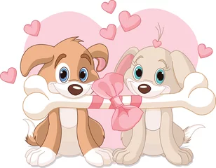 Cercles muraux Chiens Deux chiens de la Saint-Valentin