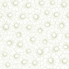 Vintage Seamless Background With Elegant Chamomiles