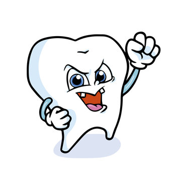 angry cartoon tooth with clenched fist clip art preview