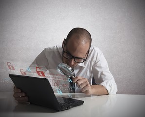 Hacker analyzing software