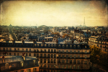 Plakat nostalgisches Bild über den Dächern von Paris
