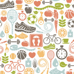 seamless pattern with healthy lifestyle icons