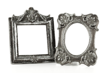 Vintage silver picture frames isolated