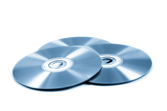 stack of cd roms. CD & DVD disk on white background