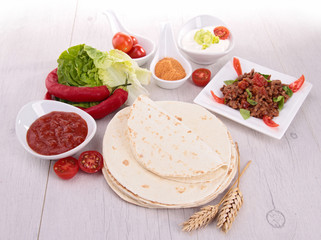 flour tortilla and ingredient