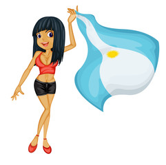 A smiling girl with a national flag of Argentina
